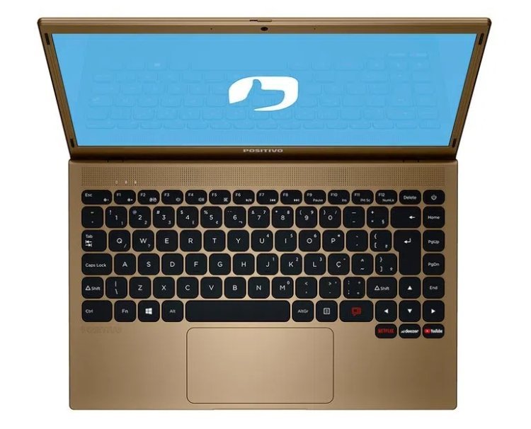 Notebook Positivo Motion Q464C Intel® Atom® Quad-Core™ Windows 10 Home 14.1″ Dourado